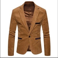 New Men's Suit Jackets Solid Slim Fit Single Button Dress Suits Men Fashion Casual Corduroy Blazer Men