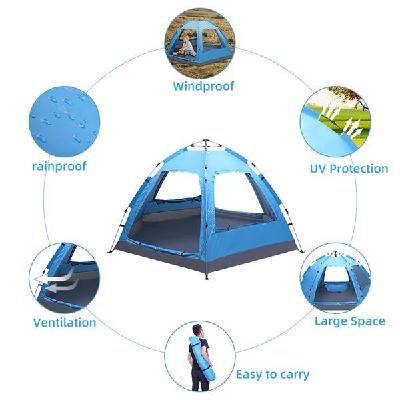 3-4 Person Automatic Family Tent Instant Pop Up Waterproof for Camping Hiking T