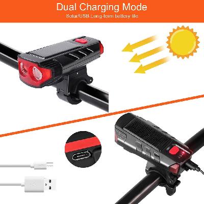 USB Rechargeable LED Bicycle Headlight Bike Front Rear Light Cycling Lamp
