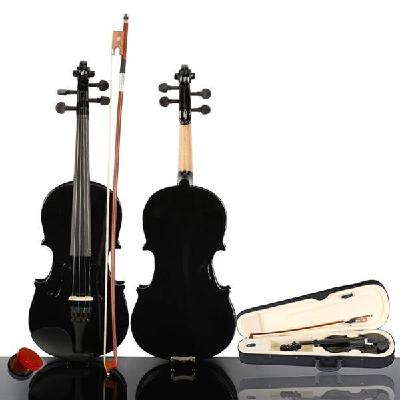 New 1/2 Acoustic Violin Case Bow Rosin Black