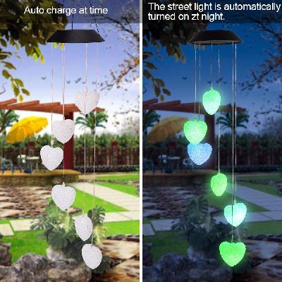 2V 40maH Solar Intelligent Light Control Love Style Wind Chime Corridor Decoration Pendant 6 F5 Lamp