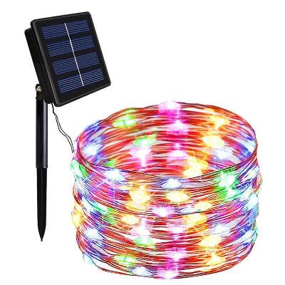 Solar Flash Flame Outdoor Light String Waterproof Backyard Party Lamp Charging Christmas Decoration 