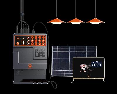 Portable Solar Power Lighting System with 3 LED Lights and 19 inch DC TV for Home