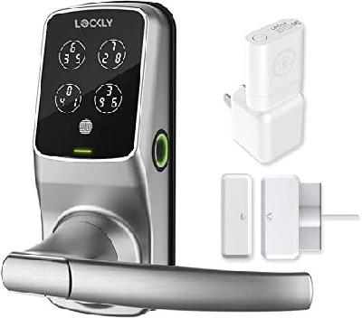 Lockly Secure Pro, Wi-Fi Smart Lock, Keyless Entry Door Lock, PIN Genie® Keypad, 3D Biometric Fingerprint Sensor, Voice Control, Auto Lock - Satin Nickel (PGD629WSN) - Latch Edition