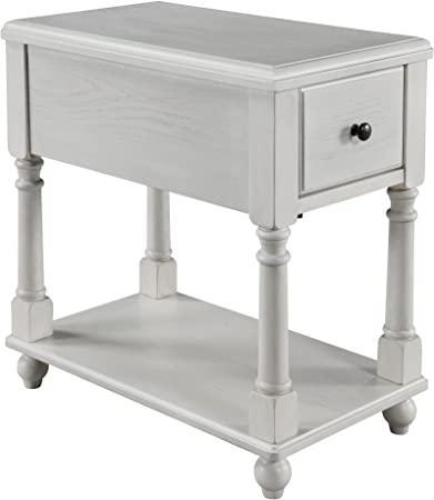 Solid Wood Narrow End Table with Drawer, Sofa Side Table with Storage Shelves, Slim Nightstand,Telephone for Small Spaces, Living Room, Bedroom, Easy Assembly 22" x 13" x 22.7" AntiqueWhite BBJ004RW