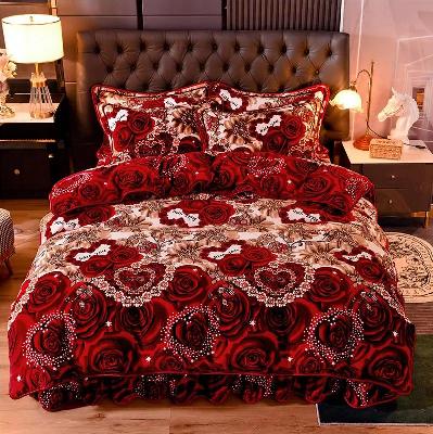 230g Thickened Fleece Four-piece Set Winter Warm Bedding Set 